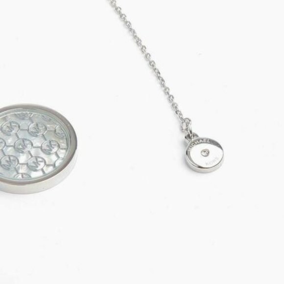 NEW Michael Kors MK Logo Circle Silver Necklace - Picture 5 of 11